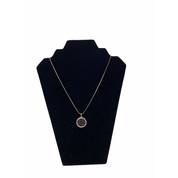 Tree Of Life CZ Pendant Necklace Gold Plated Womens Round Rhinestone Charm - Picture 2 of 6